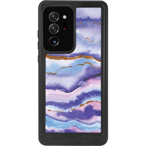 Blue Violet Watercolor Geode Galaxy Note20 Ultra 5G Waterproof Case